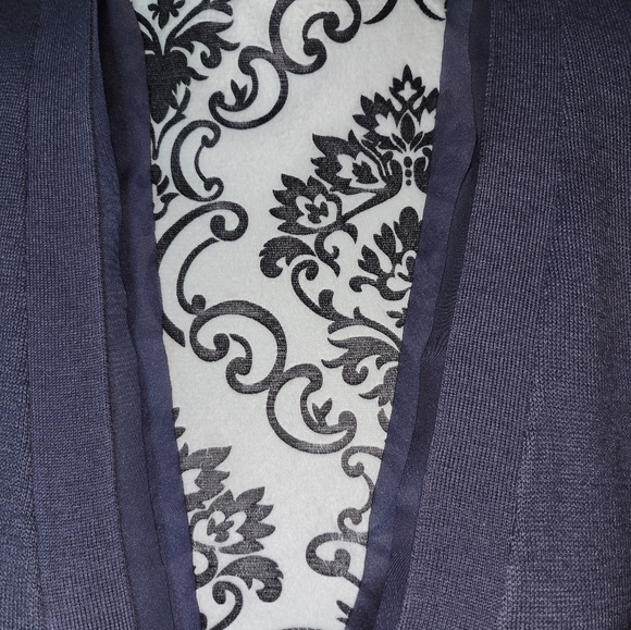 DAISY FUENTES LAVENDER BUTTON UP SWEATER WITH DELICATE SHEER DETAIL SIZE L - Picture 3 of 5